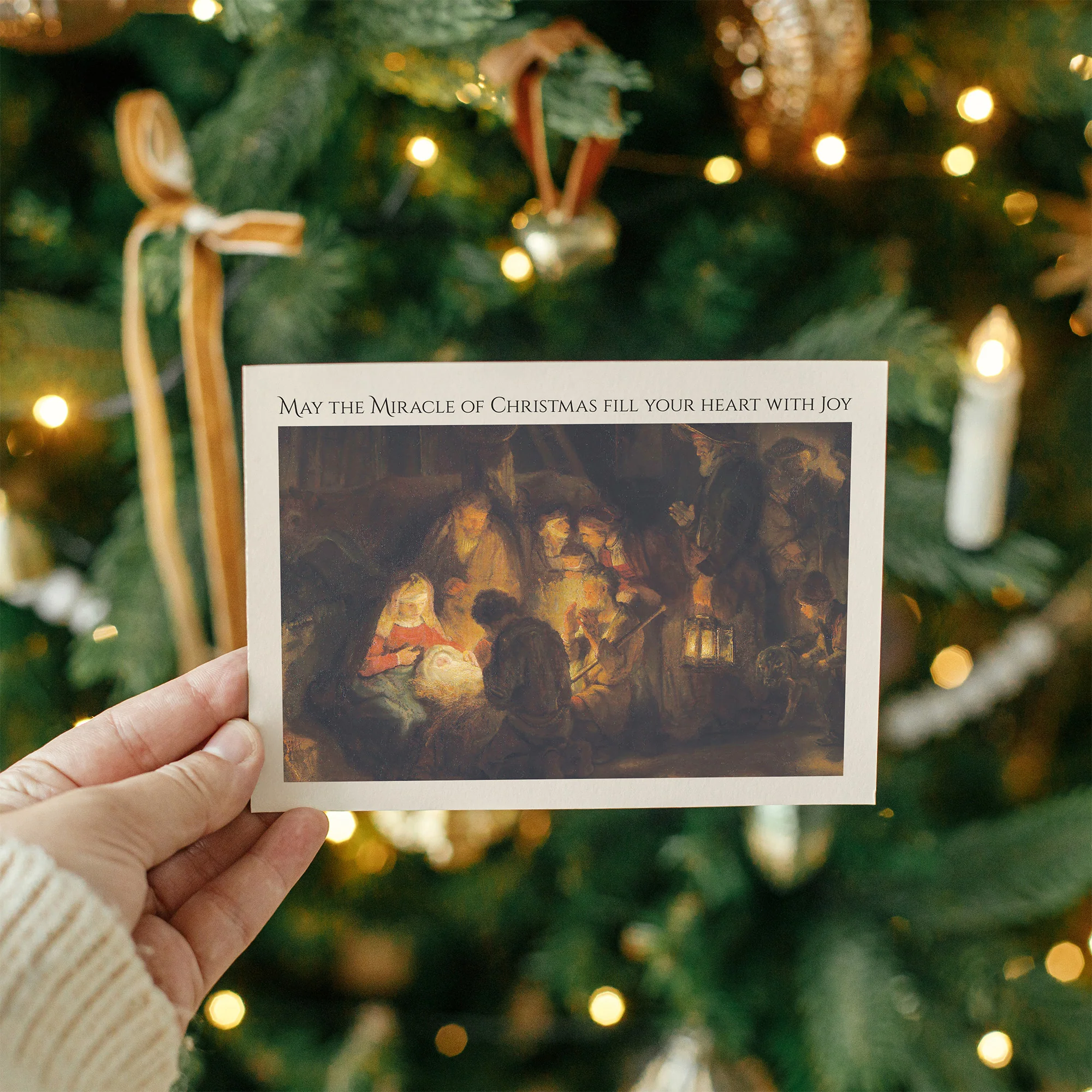 Personalized Adoration of the Shepherds Photo Christmas Cards - Image 3