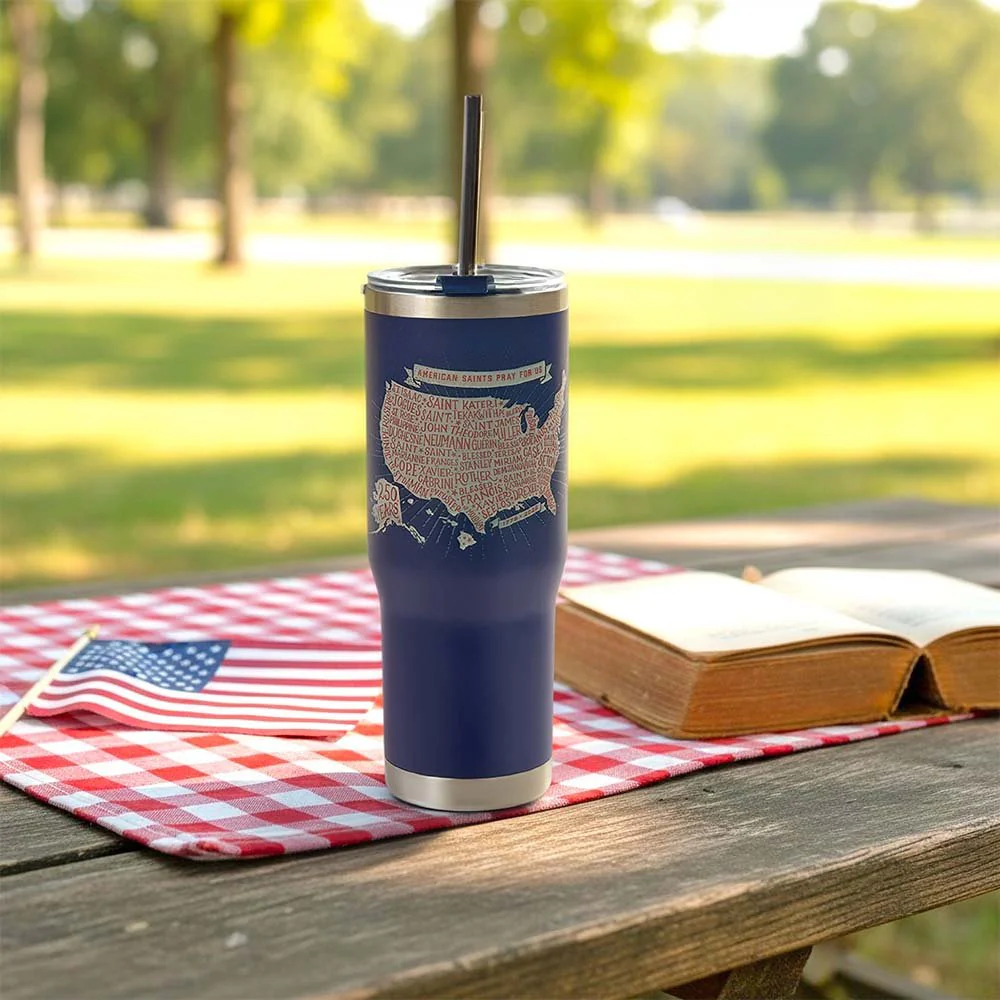 Personalized American Saints 250th Commemorative Tumbler with Straw - Image 3