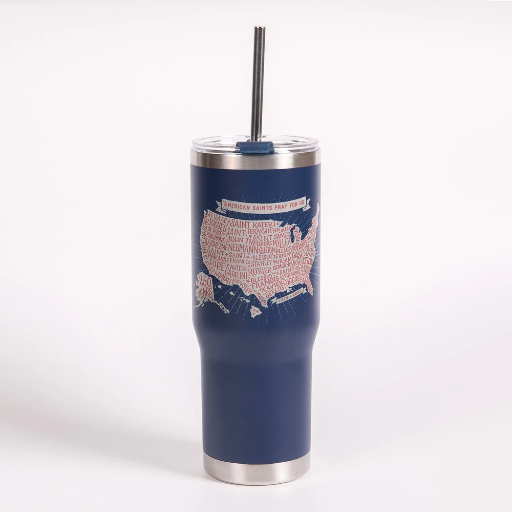 Personalized American Saints 250th Commemorative Tumbler with Straw - Image 4