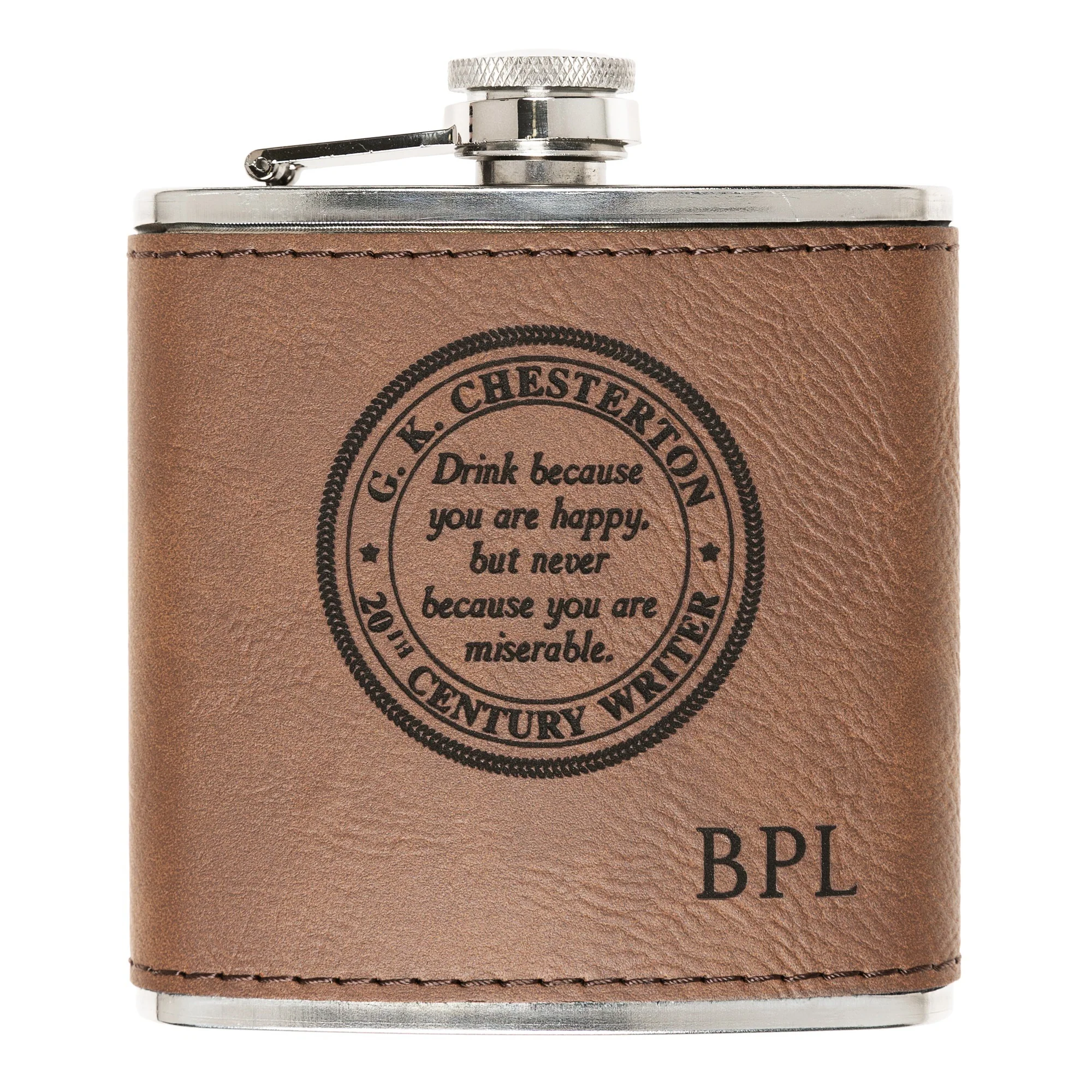 Personalized "Drink Because You are Happy" Flask - Image 2