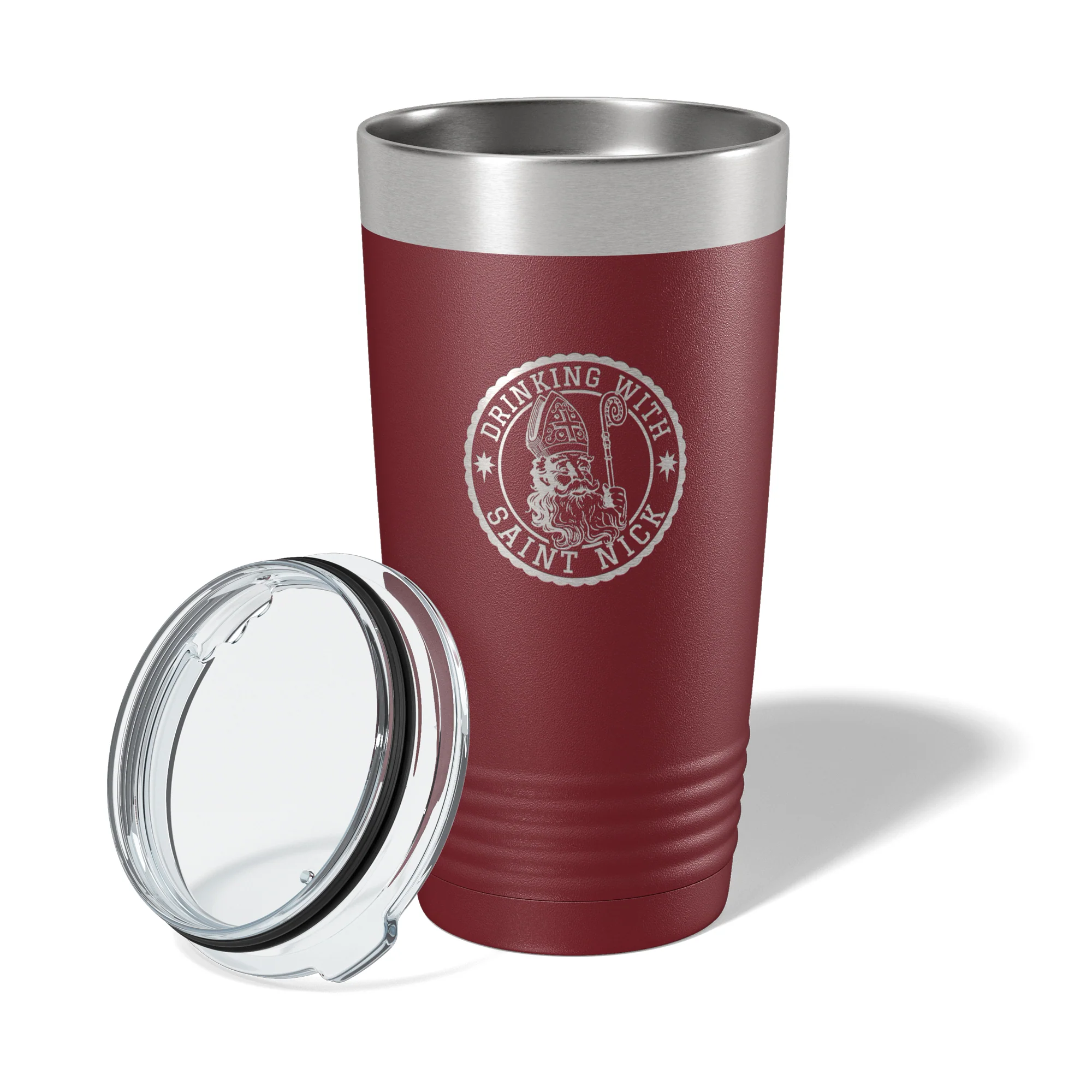 Personalized "Drinking with Saint Nick" Maroon 20oz Tumbler - Image 3