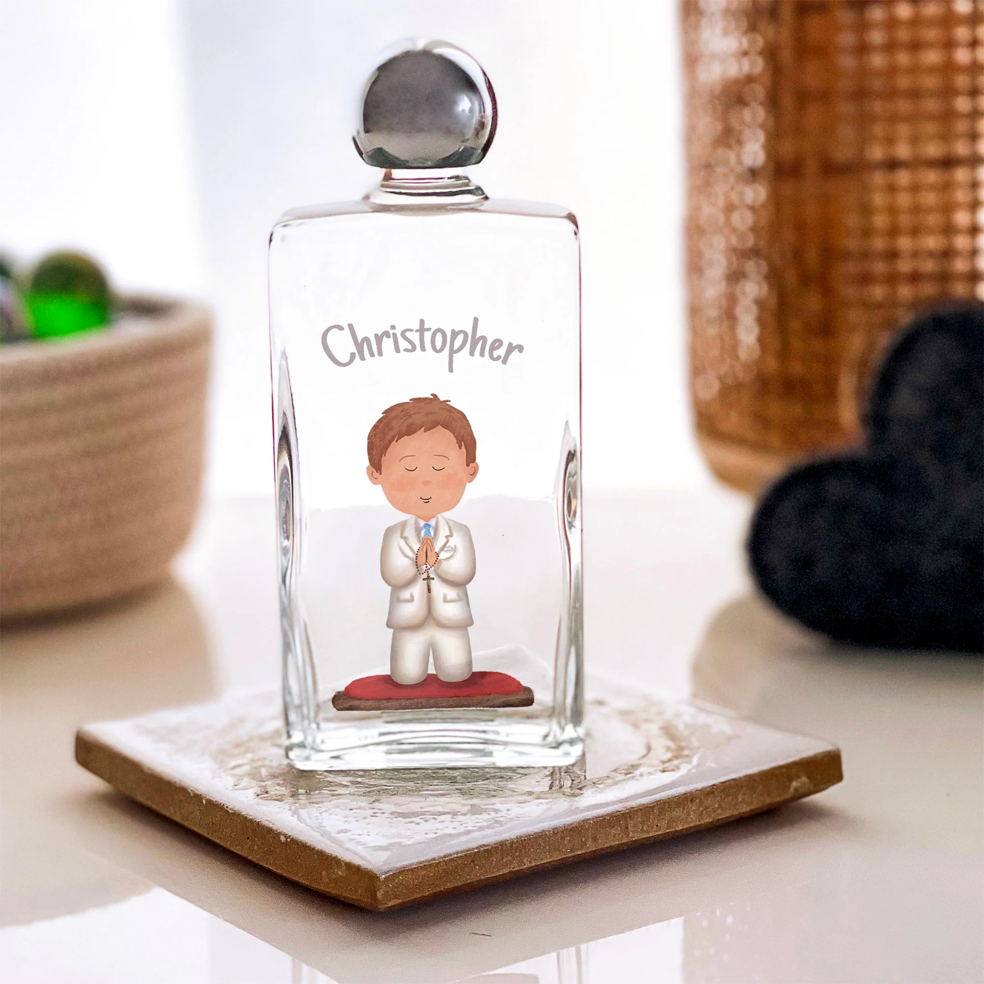 Personalized First Communion Holy Water Bottle for Boys - Image 5