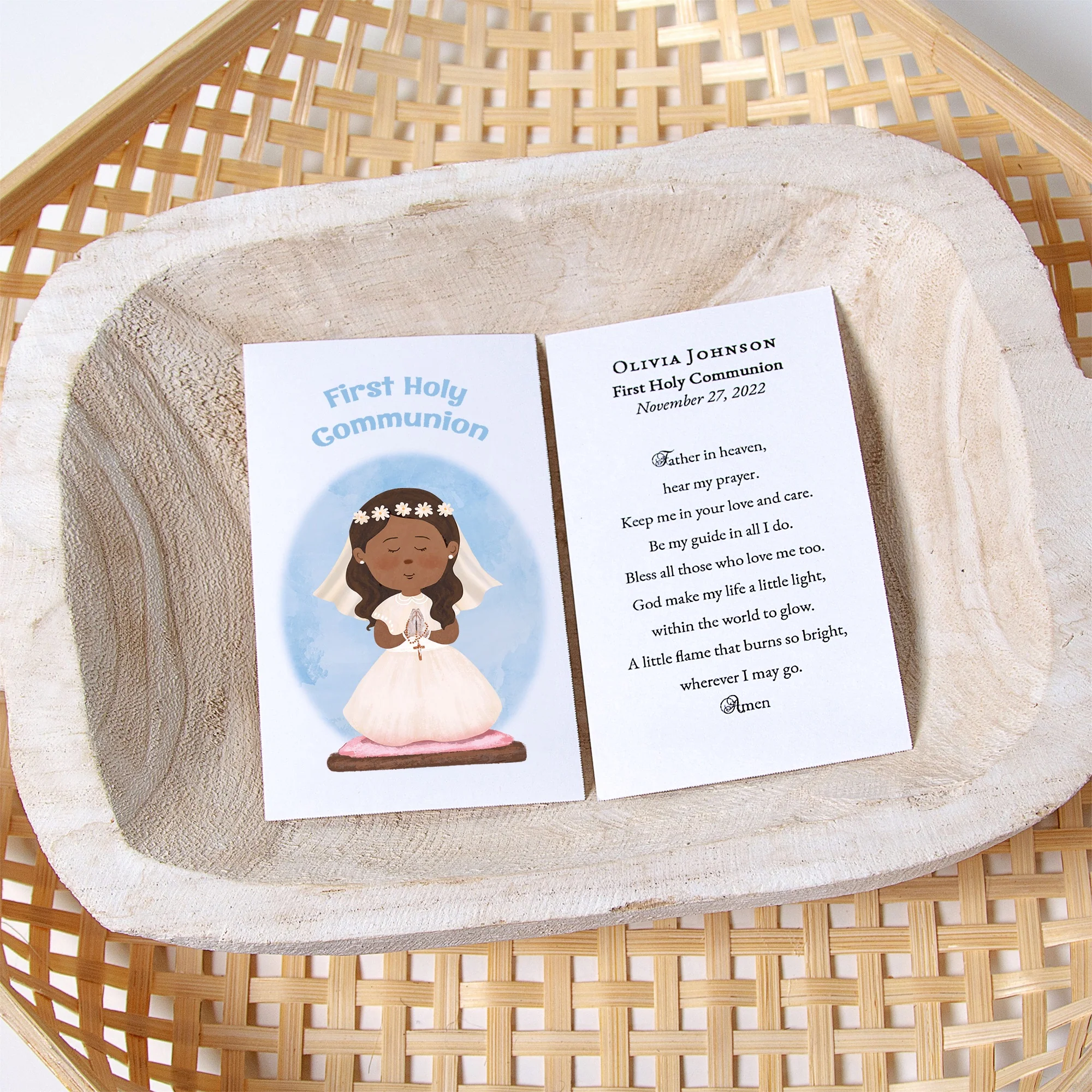 Laminated Personalized First Communion Prayer Card for Girls - Image 3