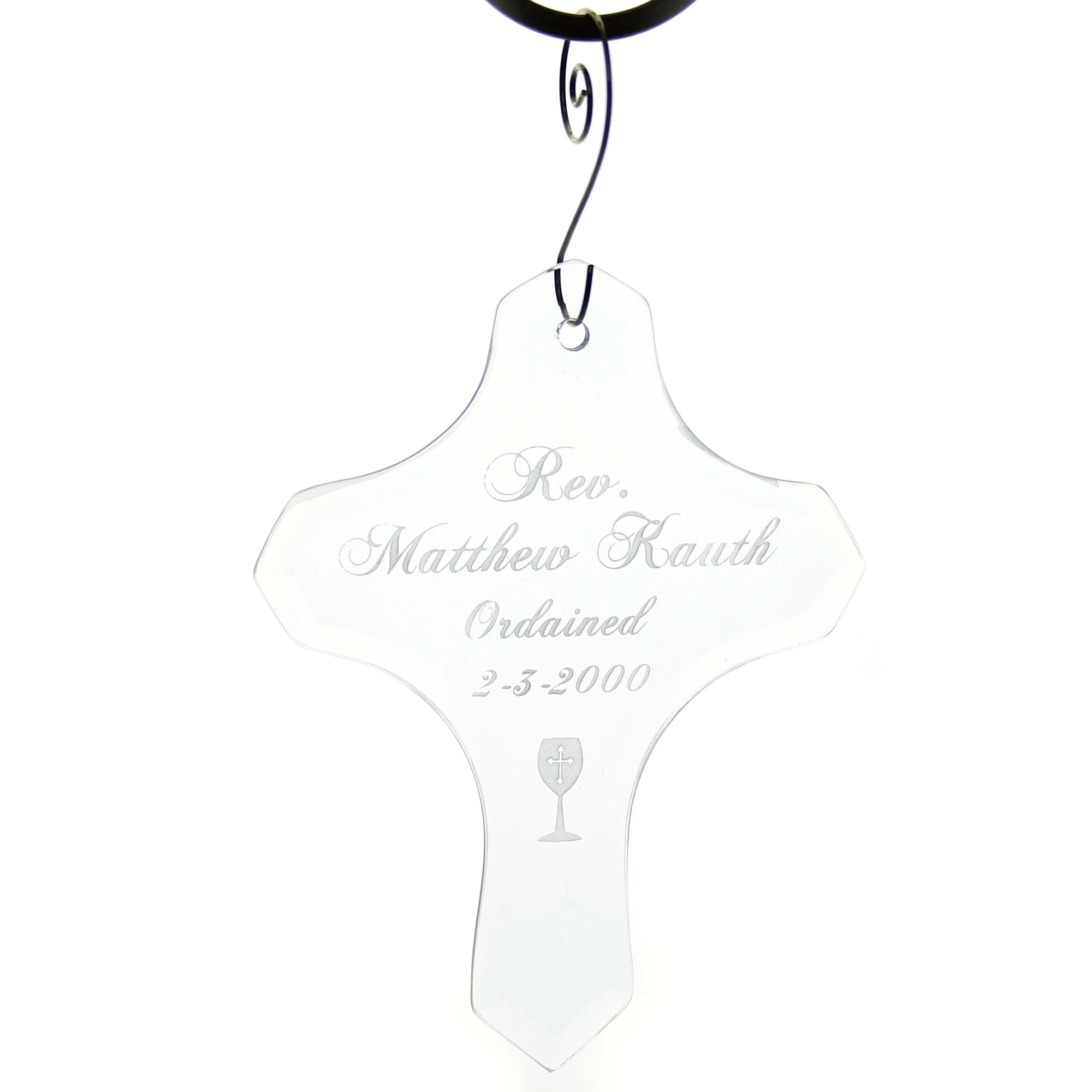 Personalized Glass Ordination Ornament - 3.5" - Image 2