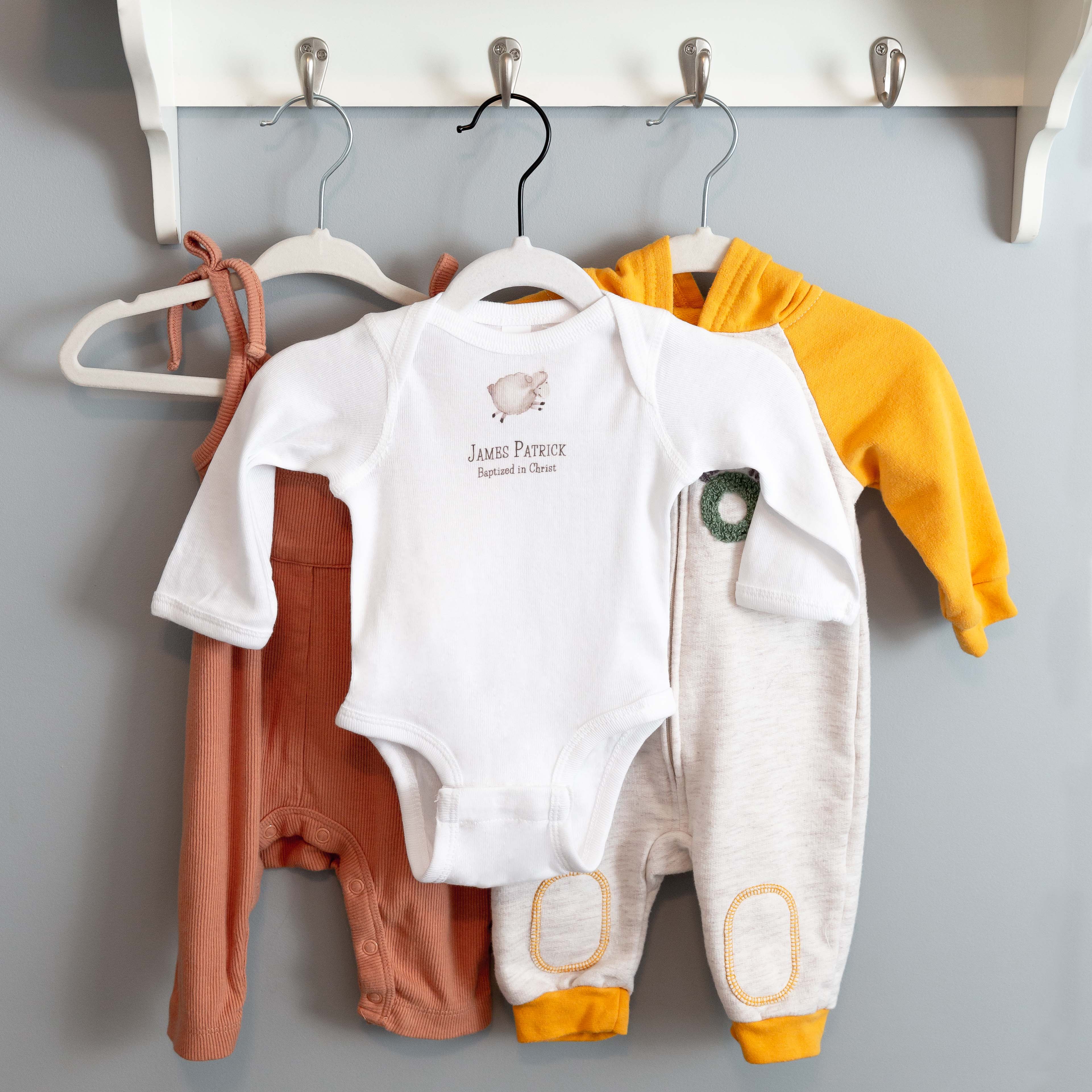 Personalized New Little Lamb Baptism Onesie - Long Sleeve - Image 2