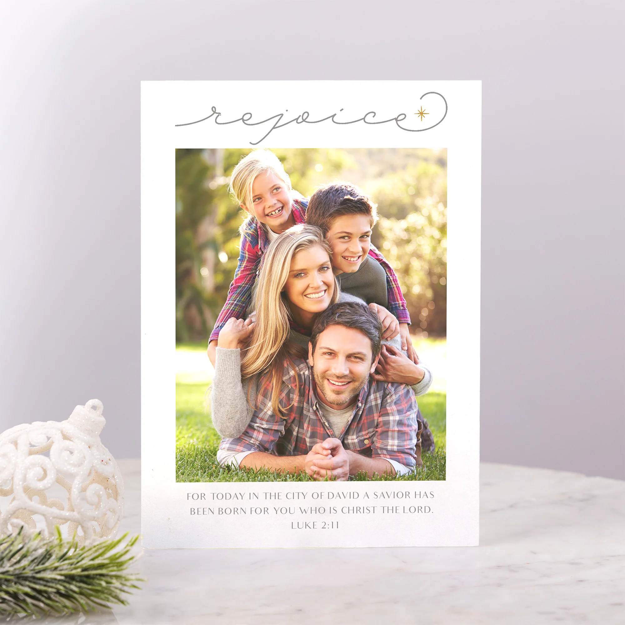 Personalized Rejoice Photo Christmas Cards