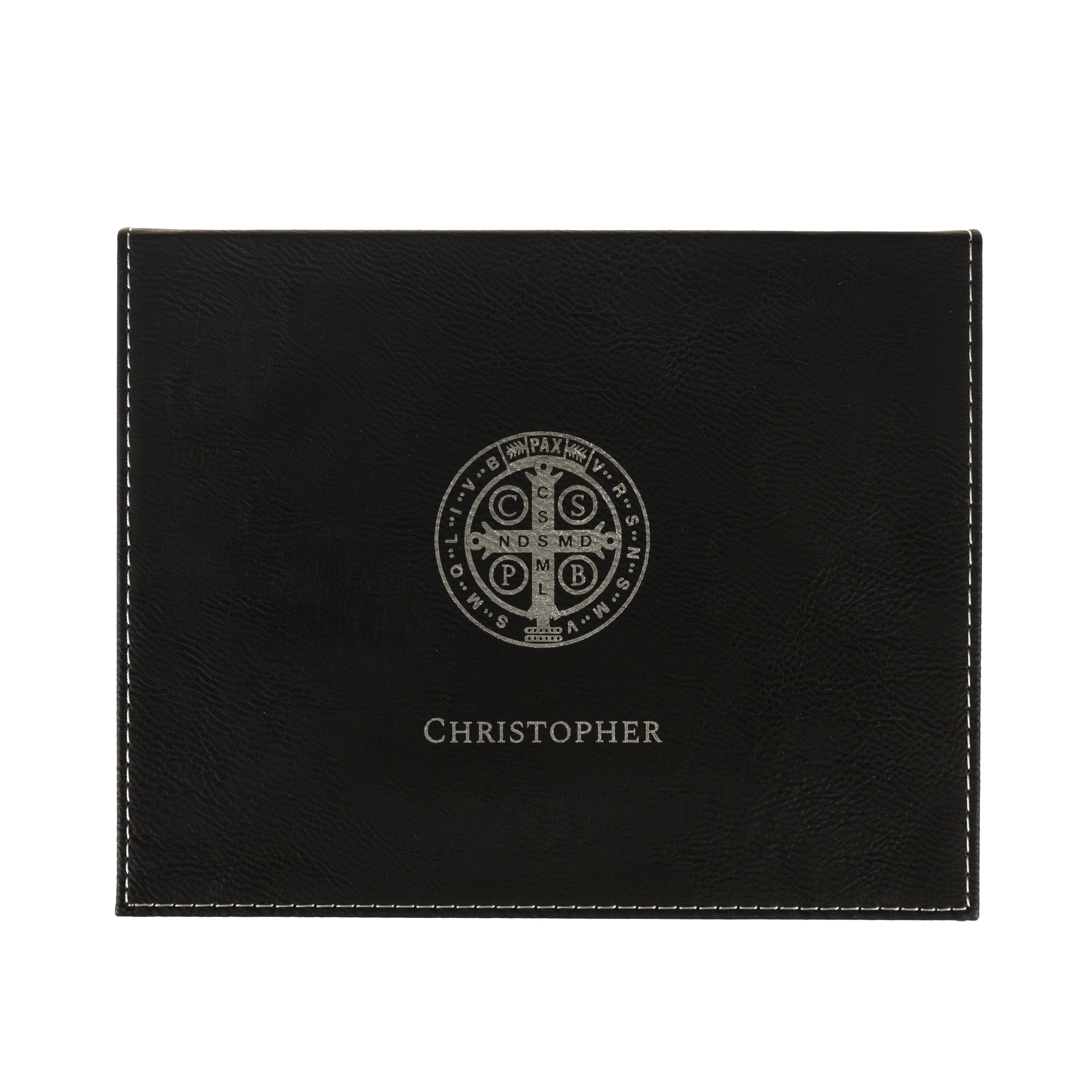 Personalized St. Benedict Black Leatherette Keepsake Box - Image 2