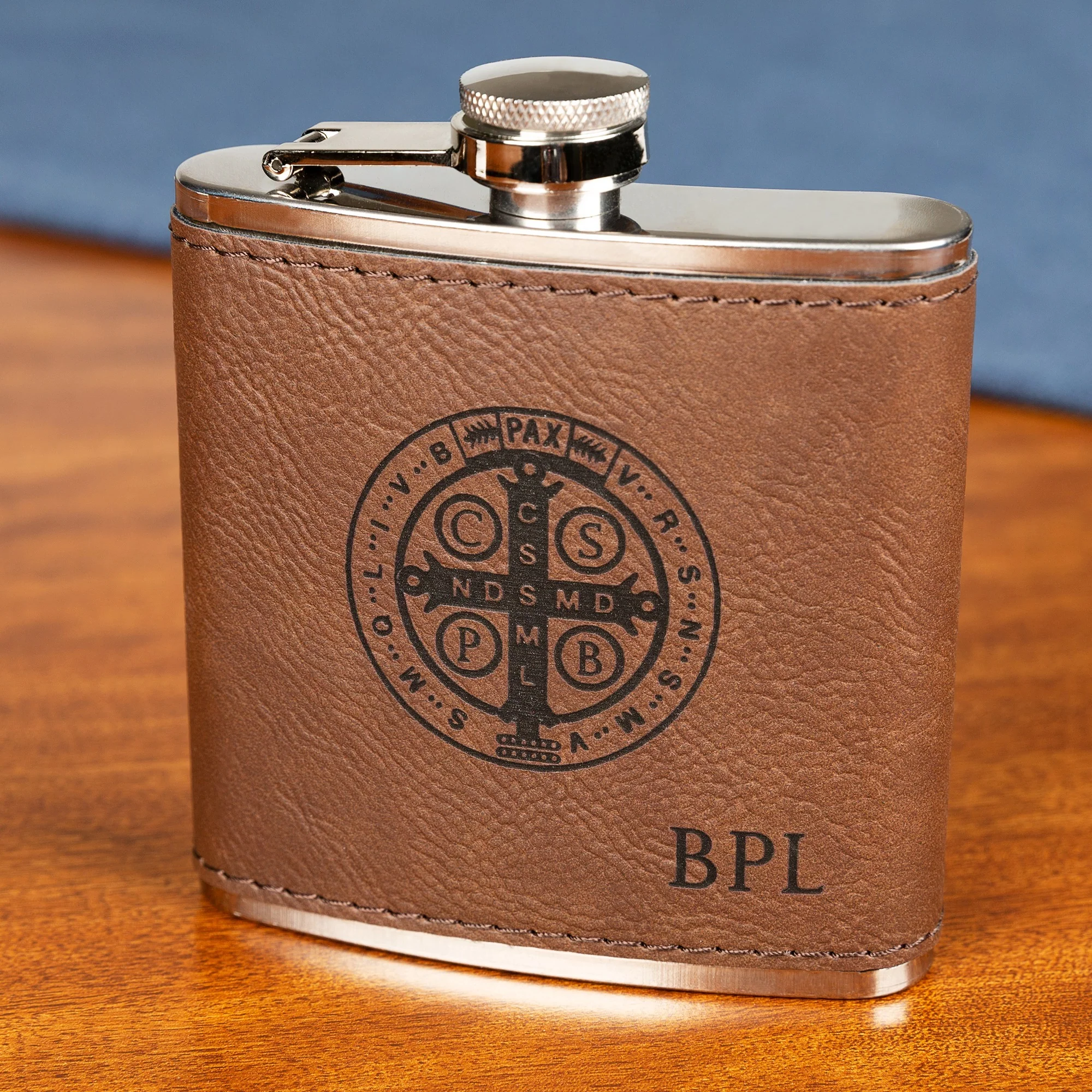 Personalized St. Benedict Flask
