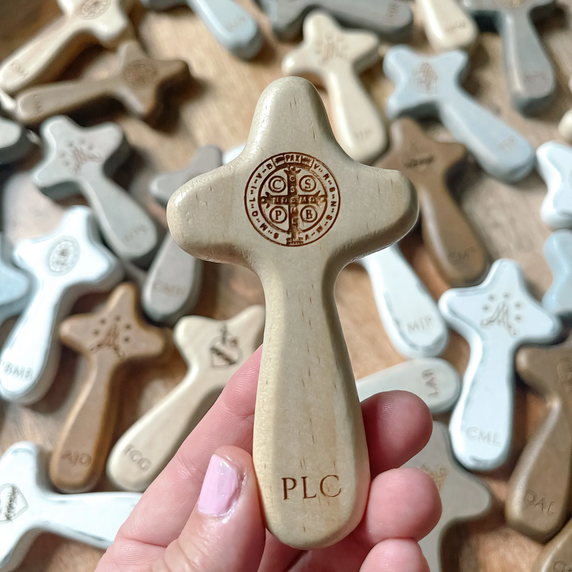 Personalized St. Benedict Medal Comfort Palm Cross - Image 6