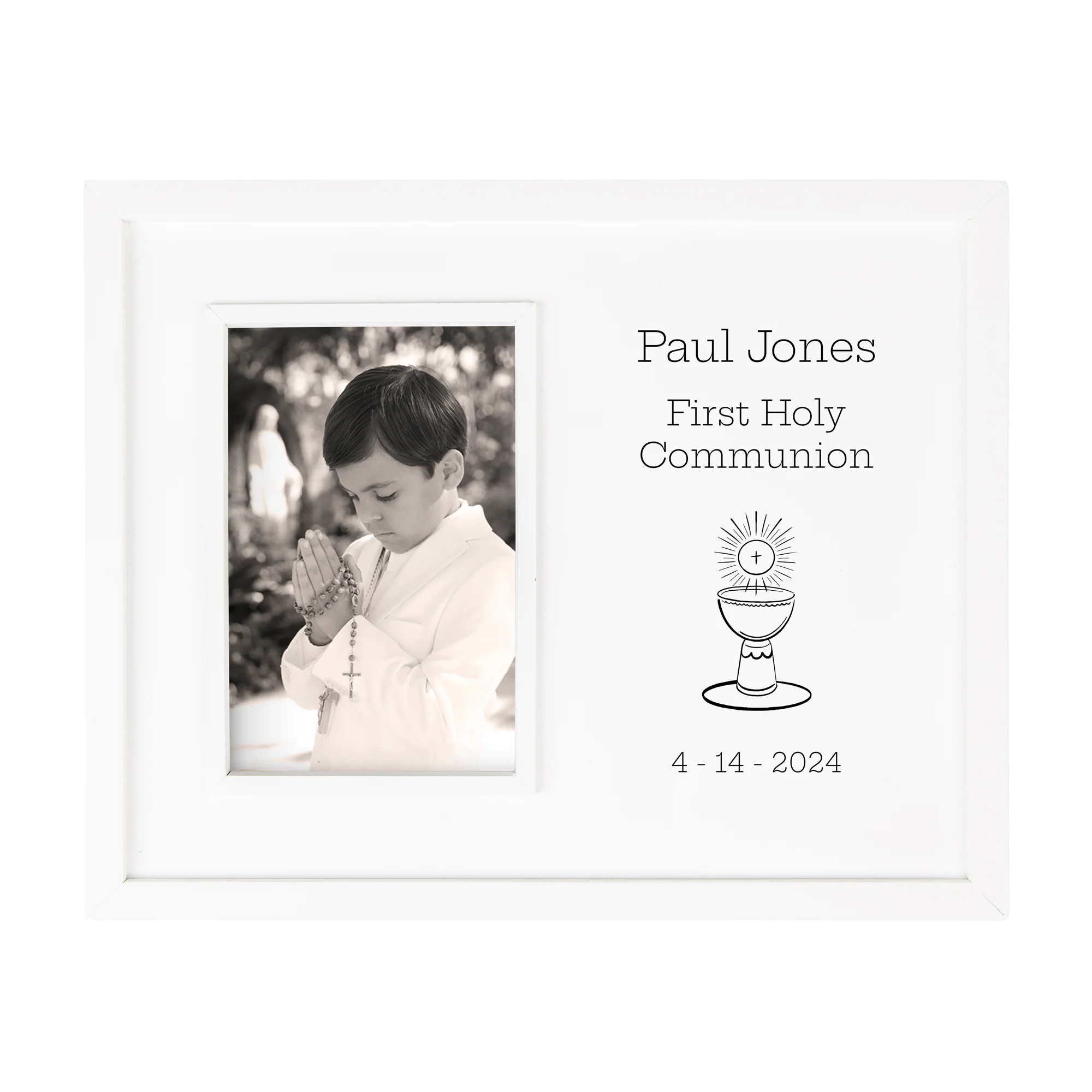 Personalized White Inset First Communion Frame - 9.5" x 12" - Image 2