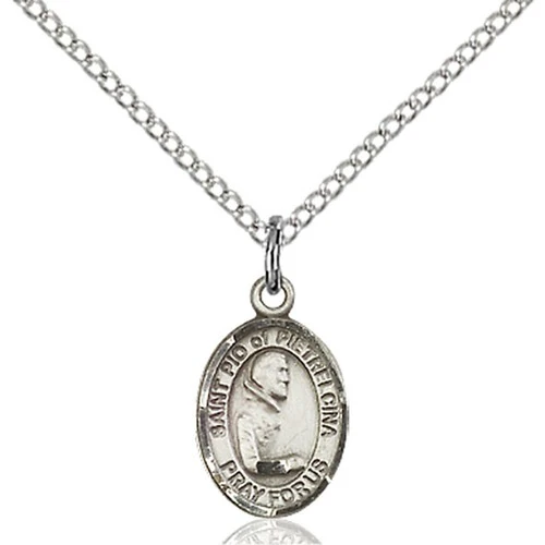 Petite St. Padre Pio Necklace - Silver or Gold - Image 2