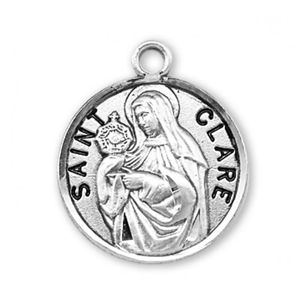 Petite Sterling Round St. Clare Medal Necklace - Image 2