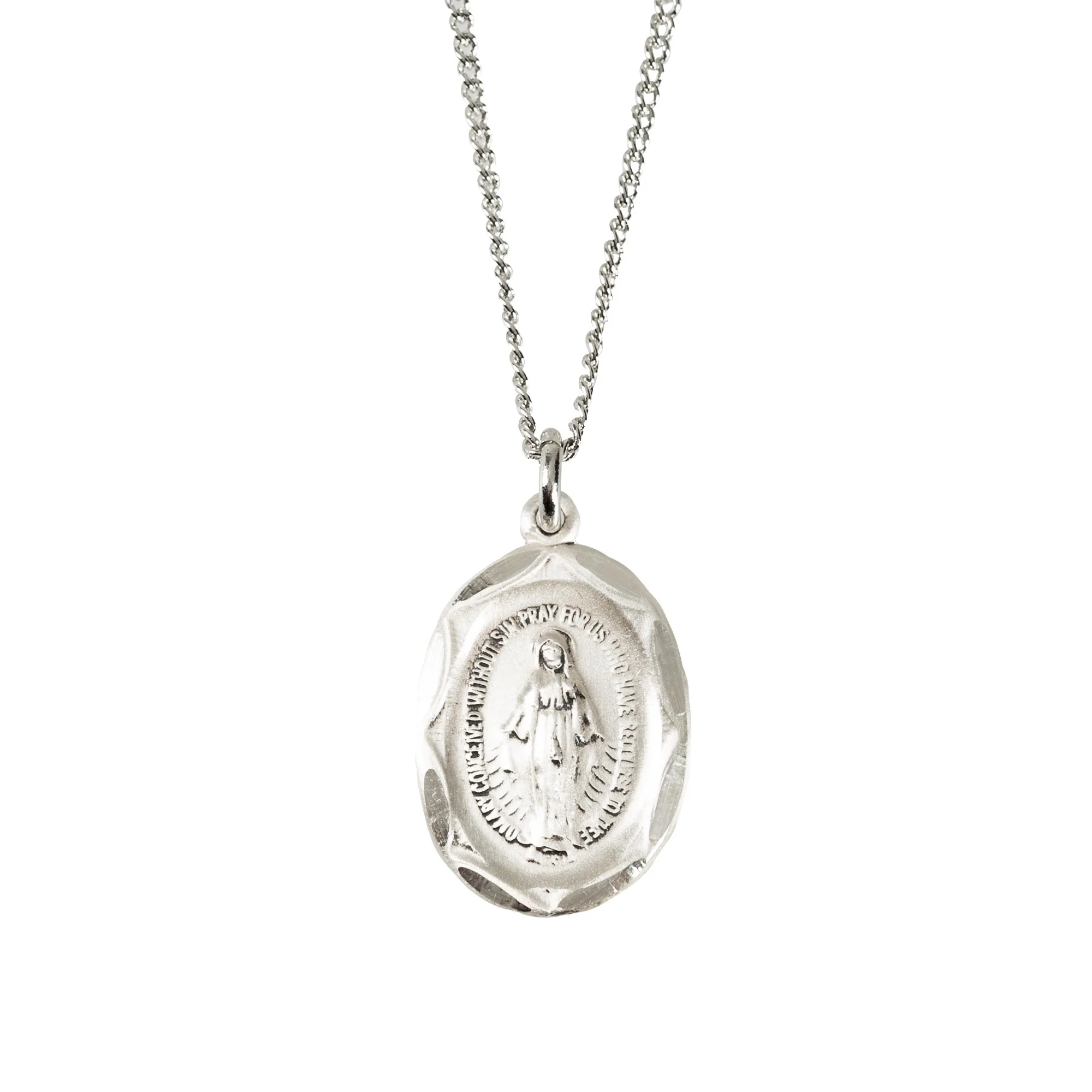 Petite Miraculous Medal on 18" Stainless Steel Chain