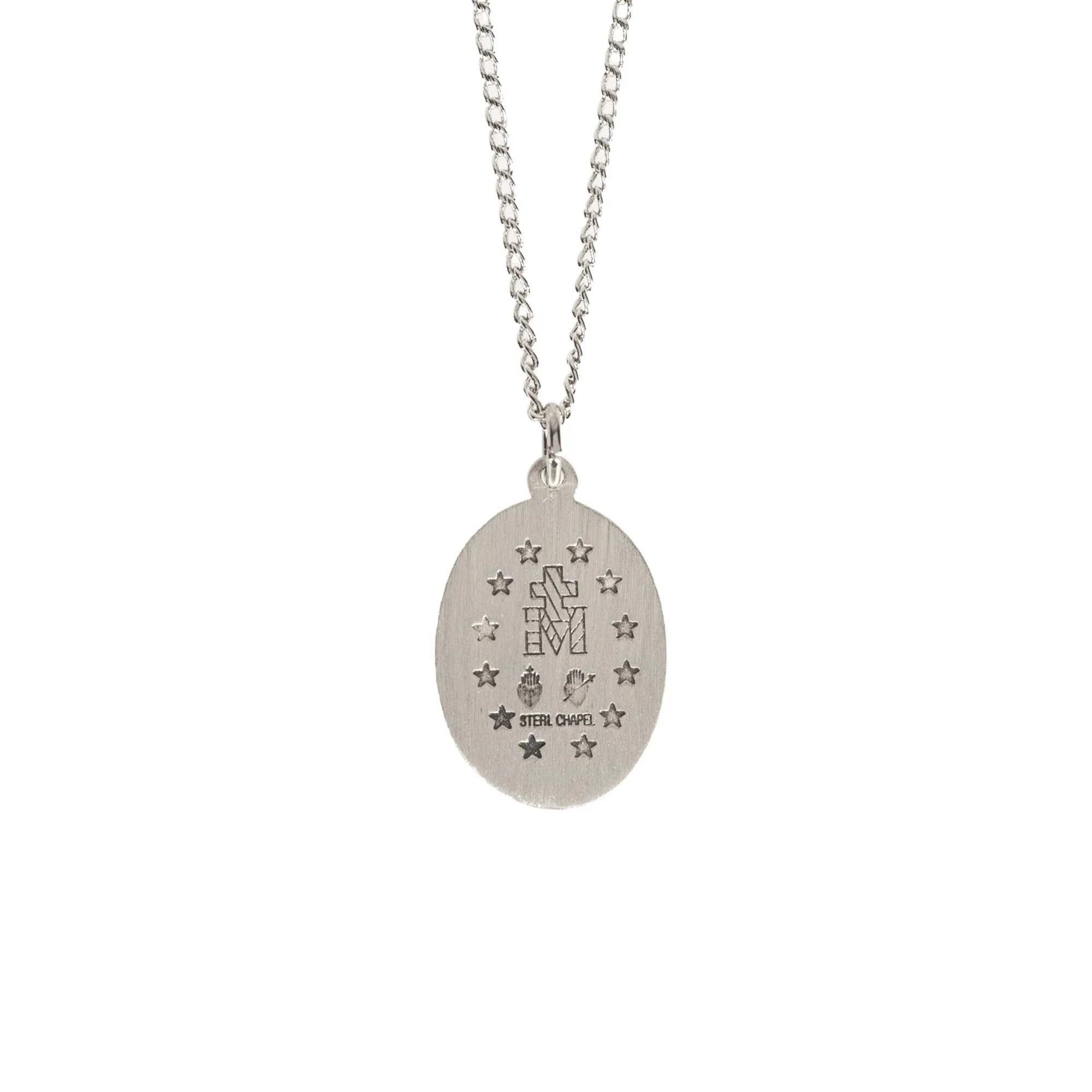 Petite Miraculous Medal on 18" Stainless Steel Chain - Image 4
