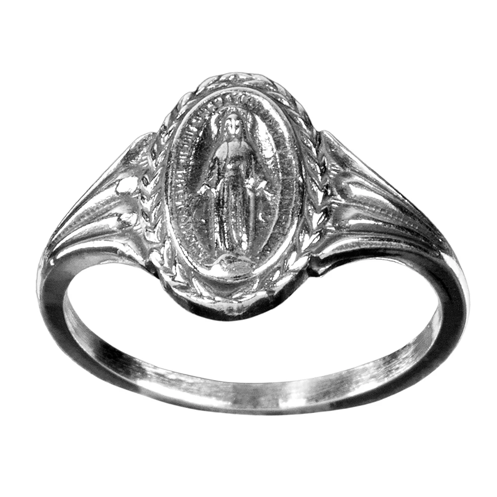 Petite Sterling Silver Miraculous Medal Ring