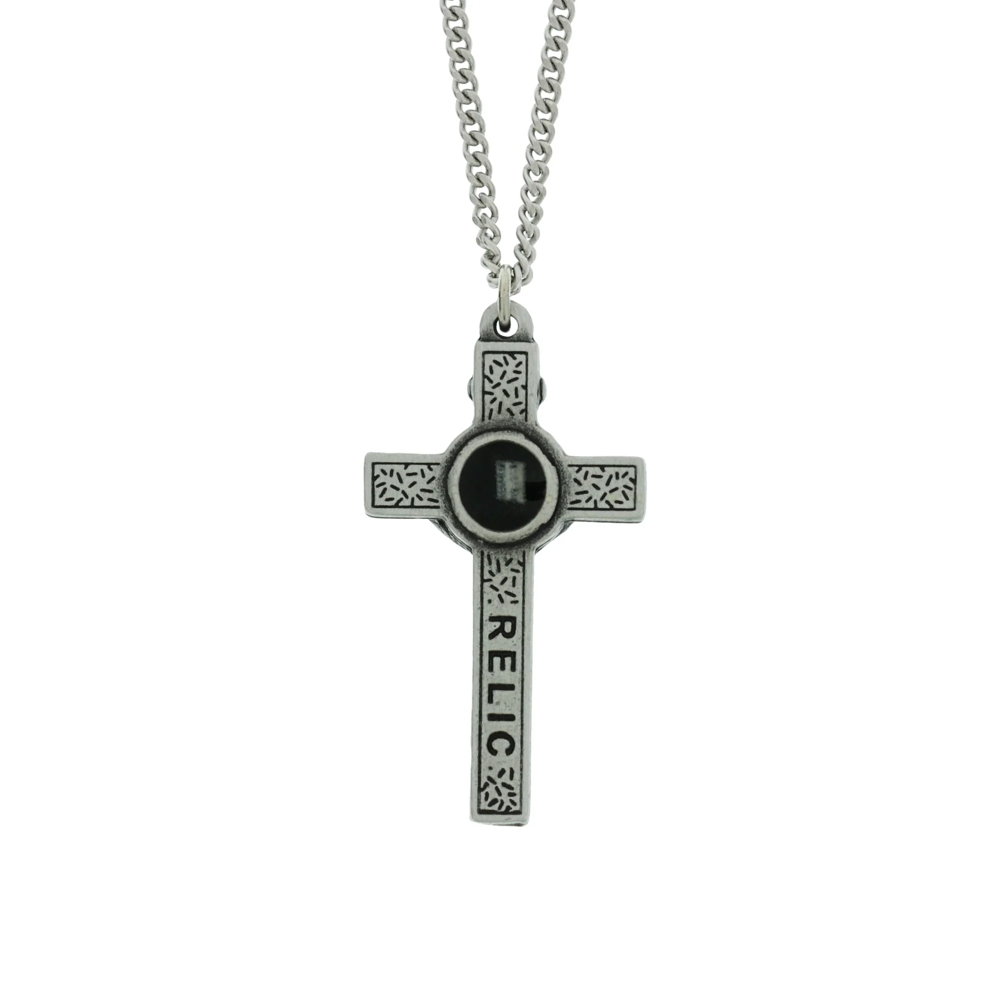Pewter Crucifix With Holy Land Relic - Image 2