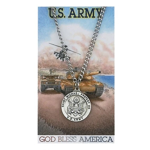 Pewter St. Michael Army Medal with Prayer Card - Image 2