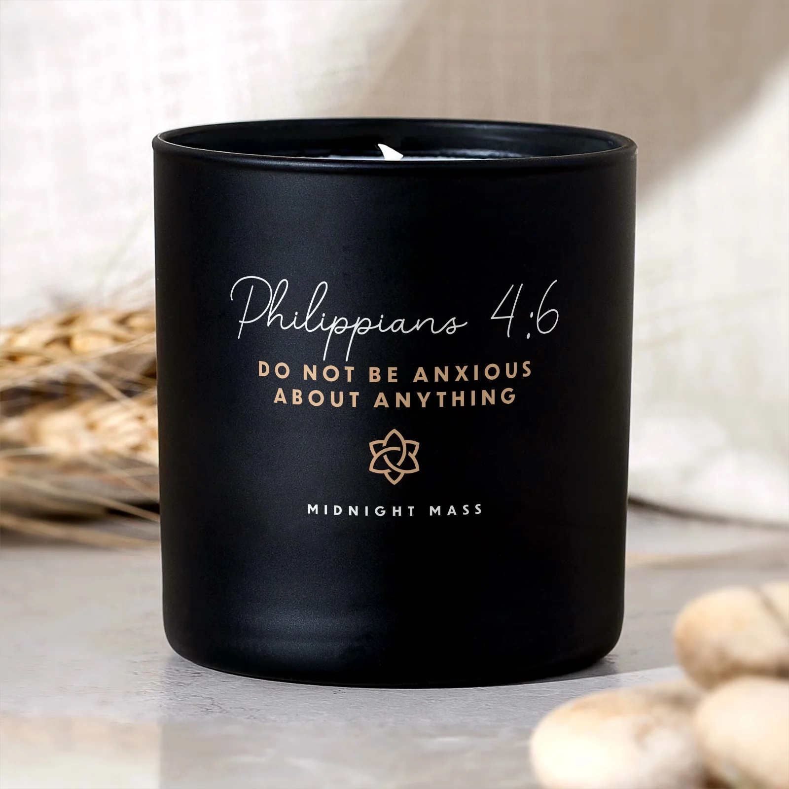 Philippians 4:6 Black Candle