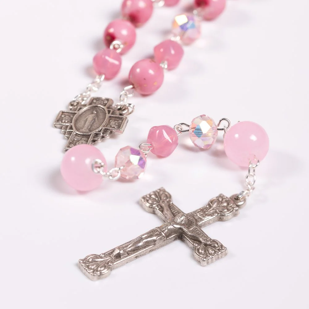Pink Hues Glass Bead Rosary - Image 2