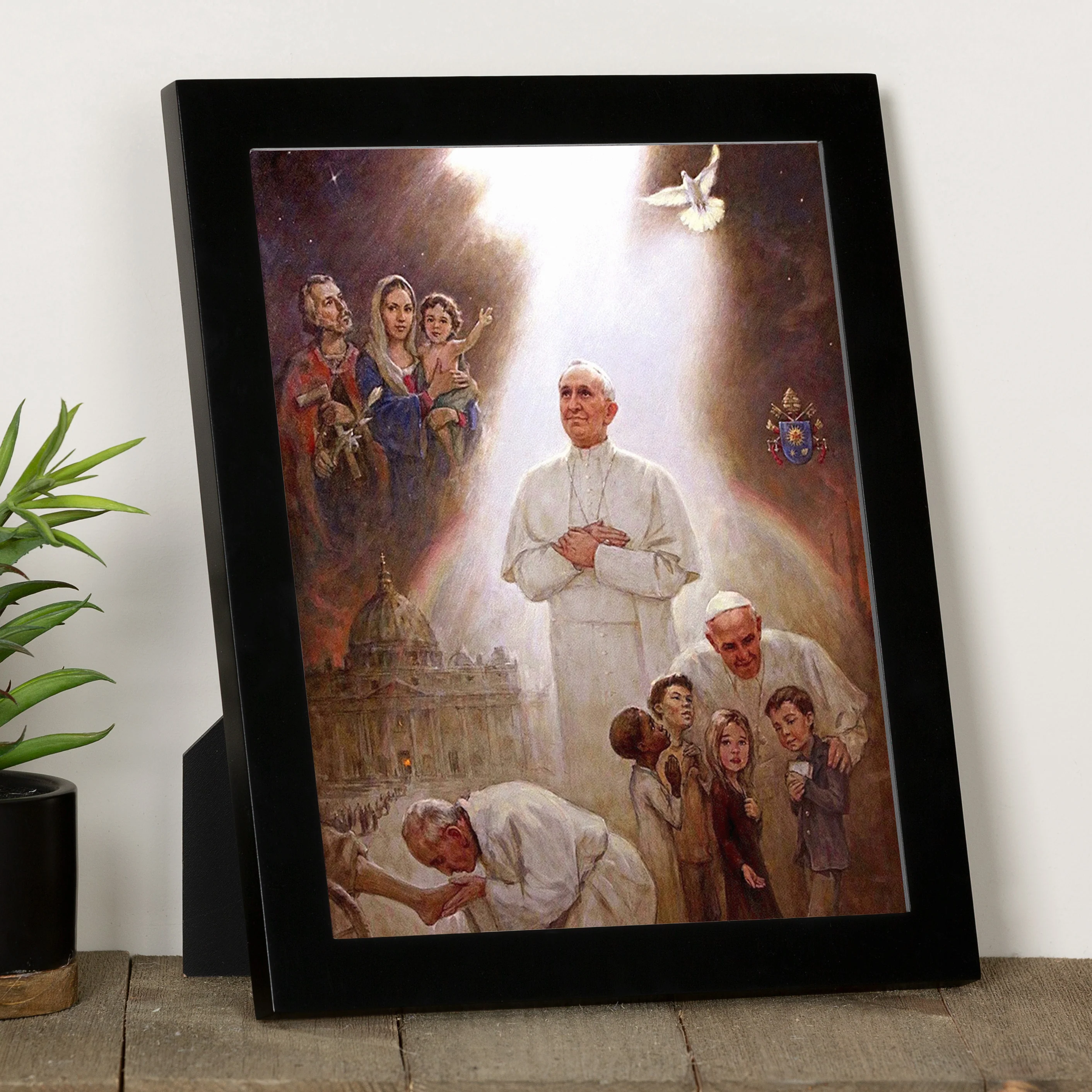 Pope Francis Artwork in Black Frame