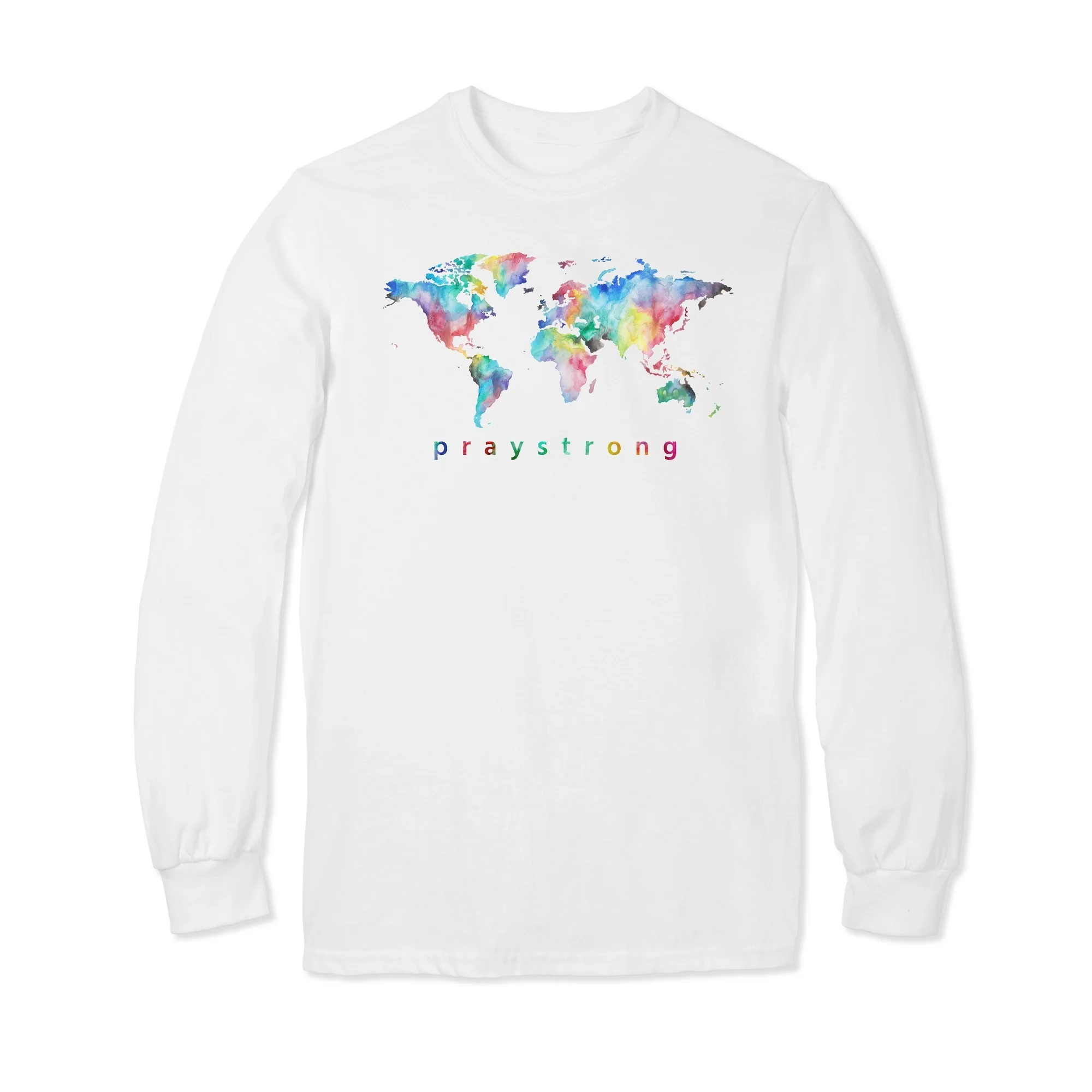 PrayStrong World Watercolor Long Sleeve T-shirt - Image 3