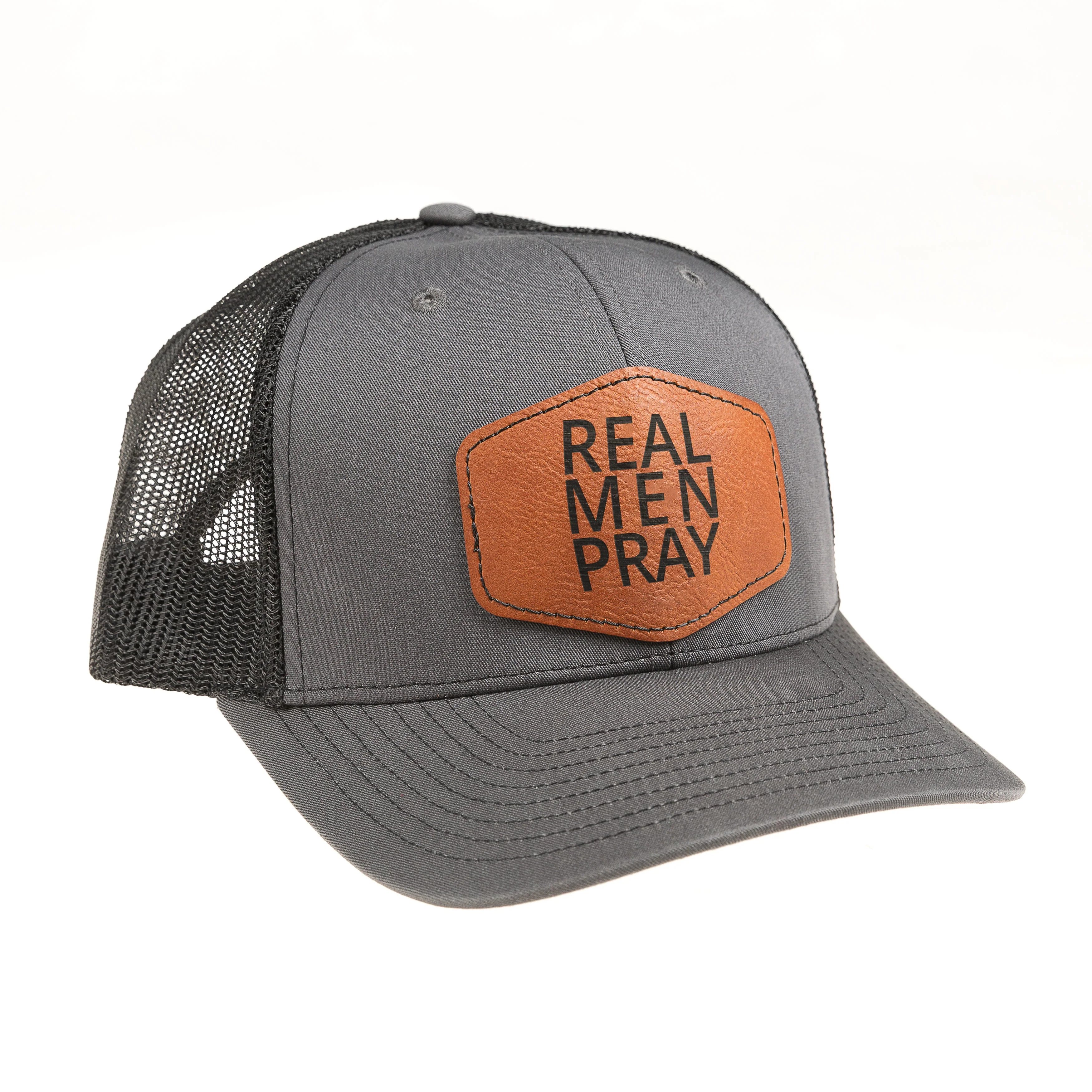 Real Men Pray Leather Patch Ball Cap - Image 4