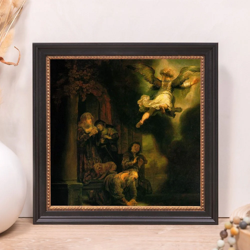 Rembrandt's Archangel Raphael Framed Canvas - Sacred Mini Collection - Image 5