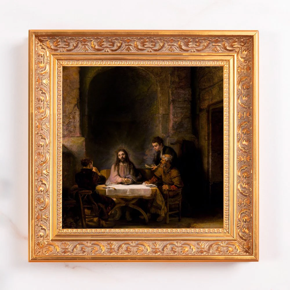 Rembrandt's Supper at Emmaus Framed Canvas - Sacred Mini Collection - Image 2