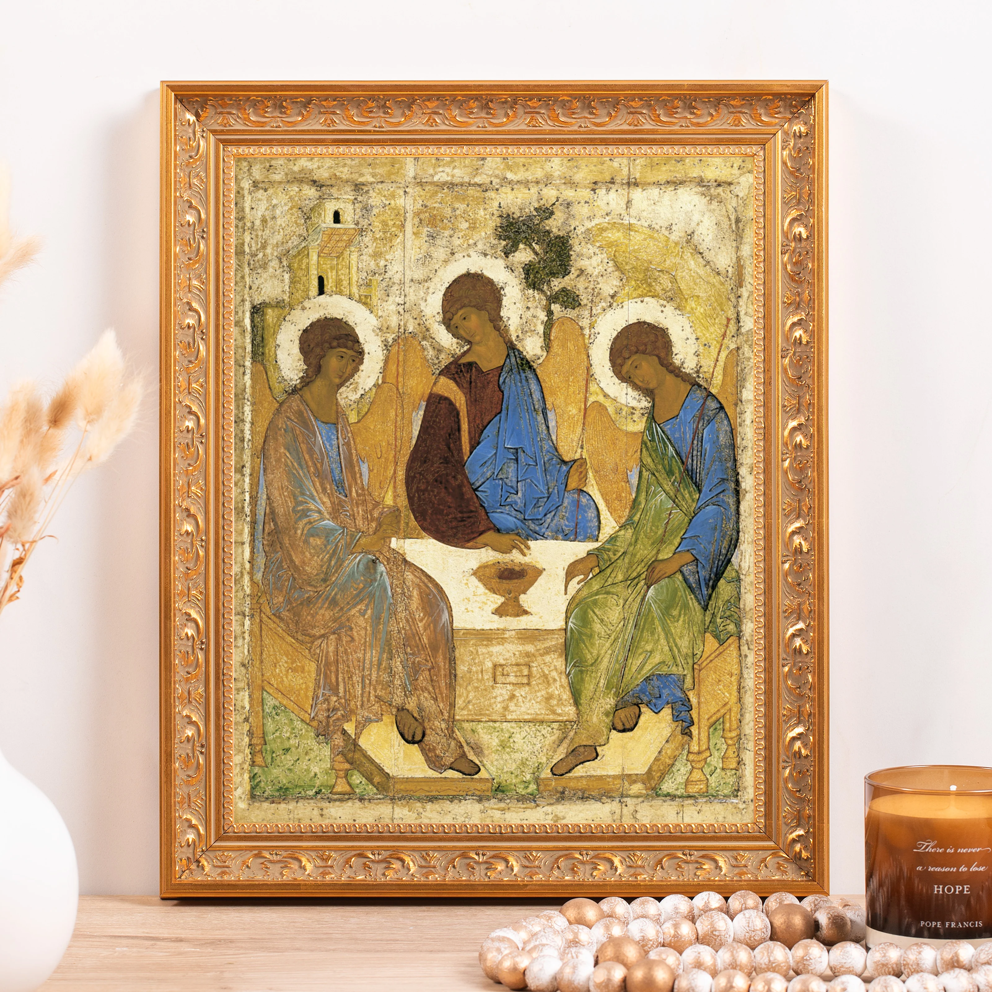 Rublev's Icon of the Trinity Framed Canvas - Sacred Classics Collection