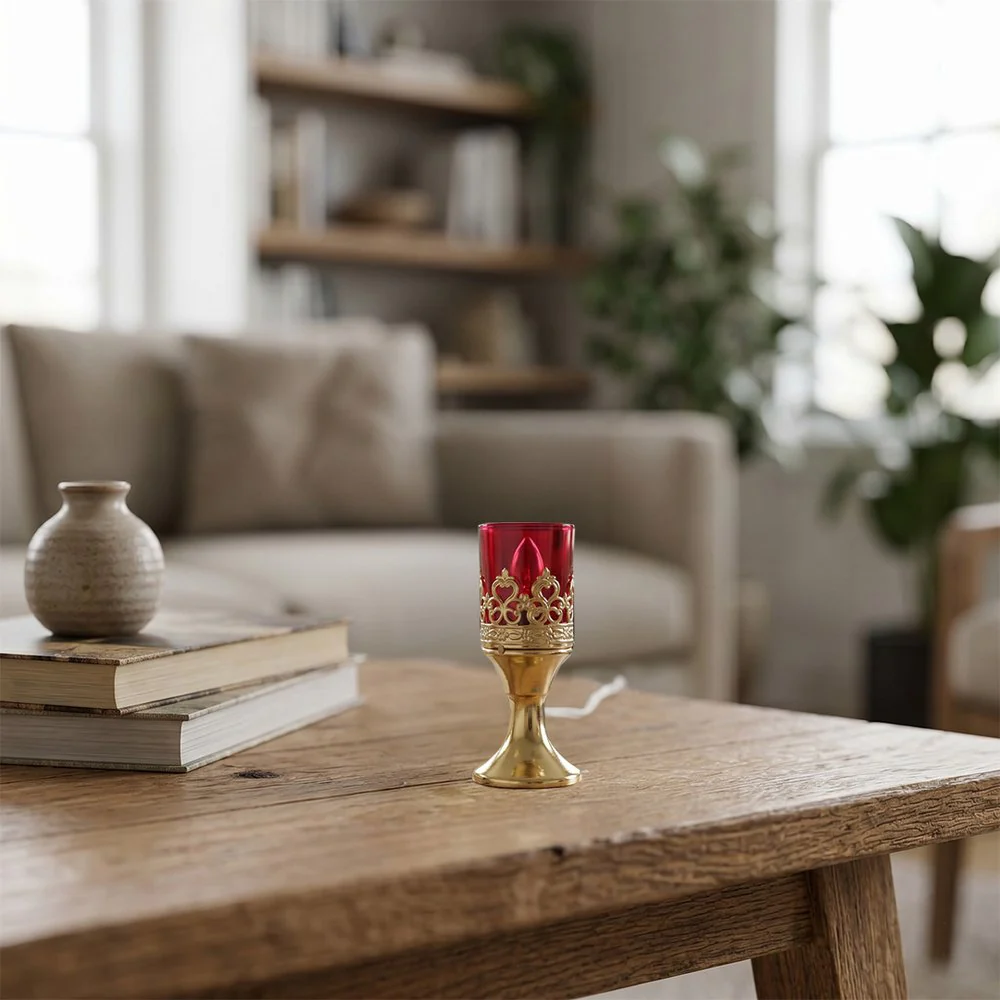 Ruby Glass Standing Electric Votive Candle Holder - Image 4