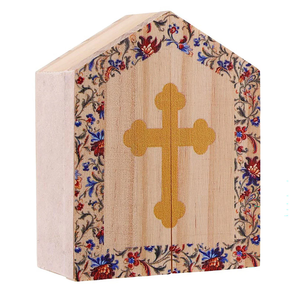 Sacred Heart Miniature Wooden Triptych - Image 4