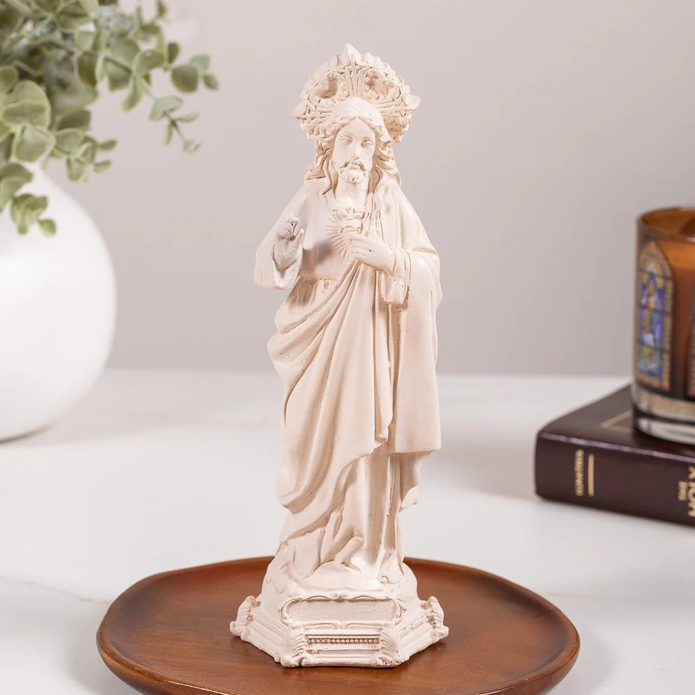 Sacred Heart Statue - White or Hand Painted - 9" - Image 5