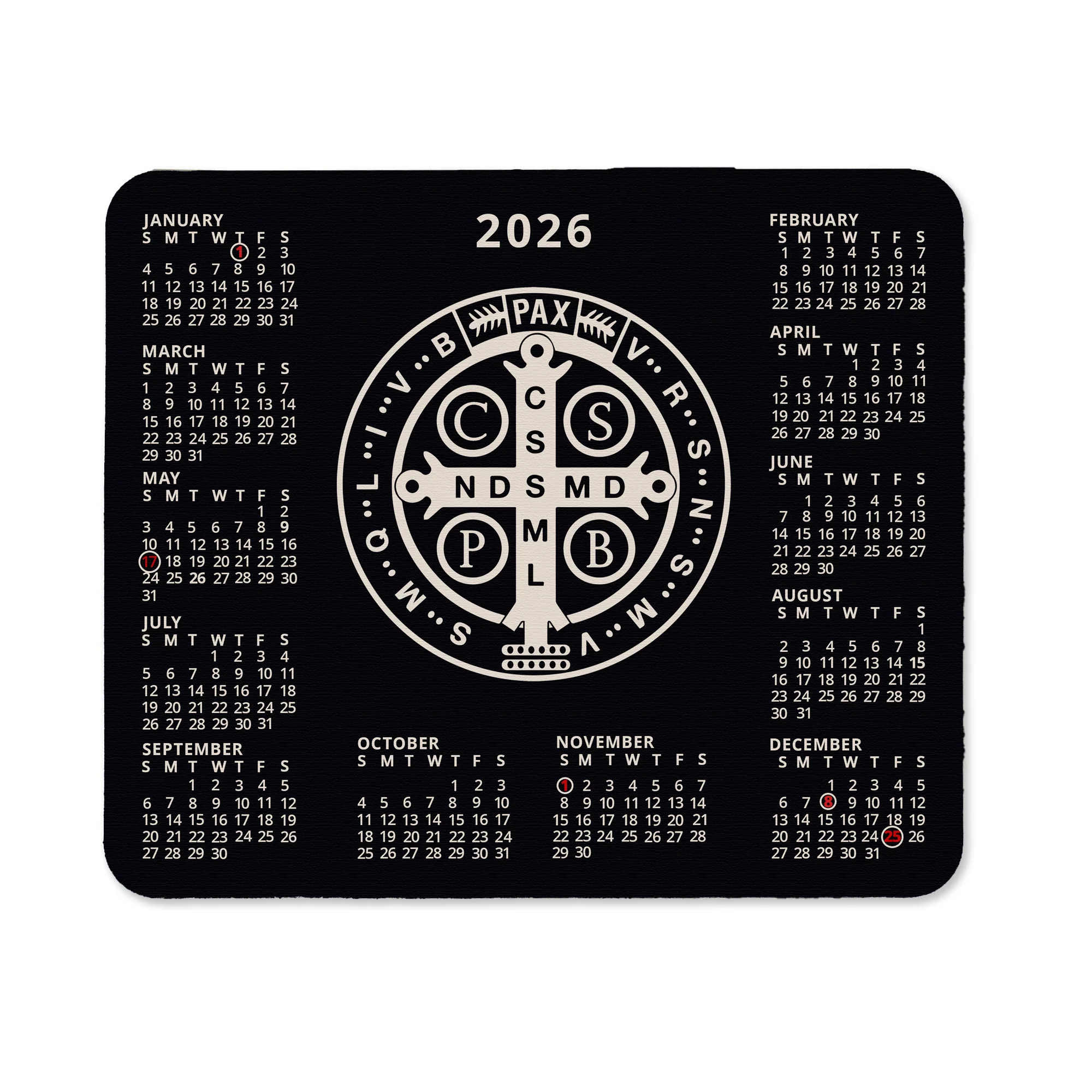 Saint Benedict Medal 2026 Calendar Mousepad - Image 2