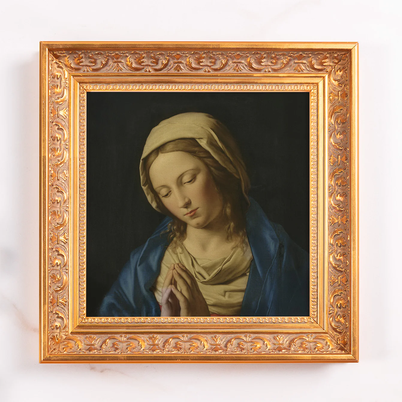 Sassoferrato Madonna in Prayer Framed Canvas - Sacred Mini Collection - Image 2