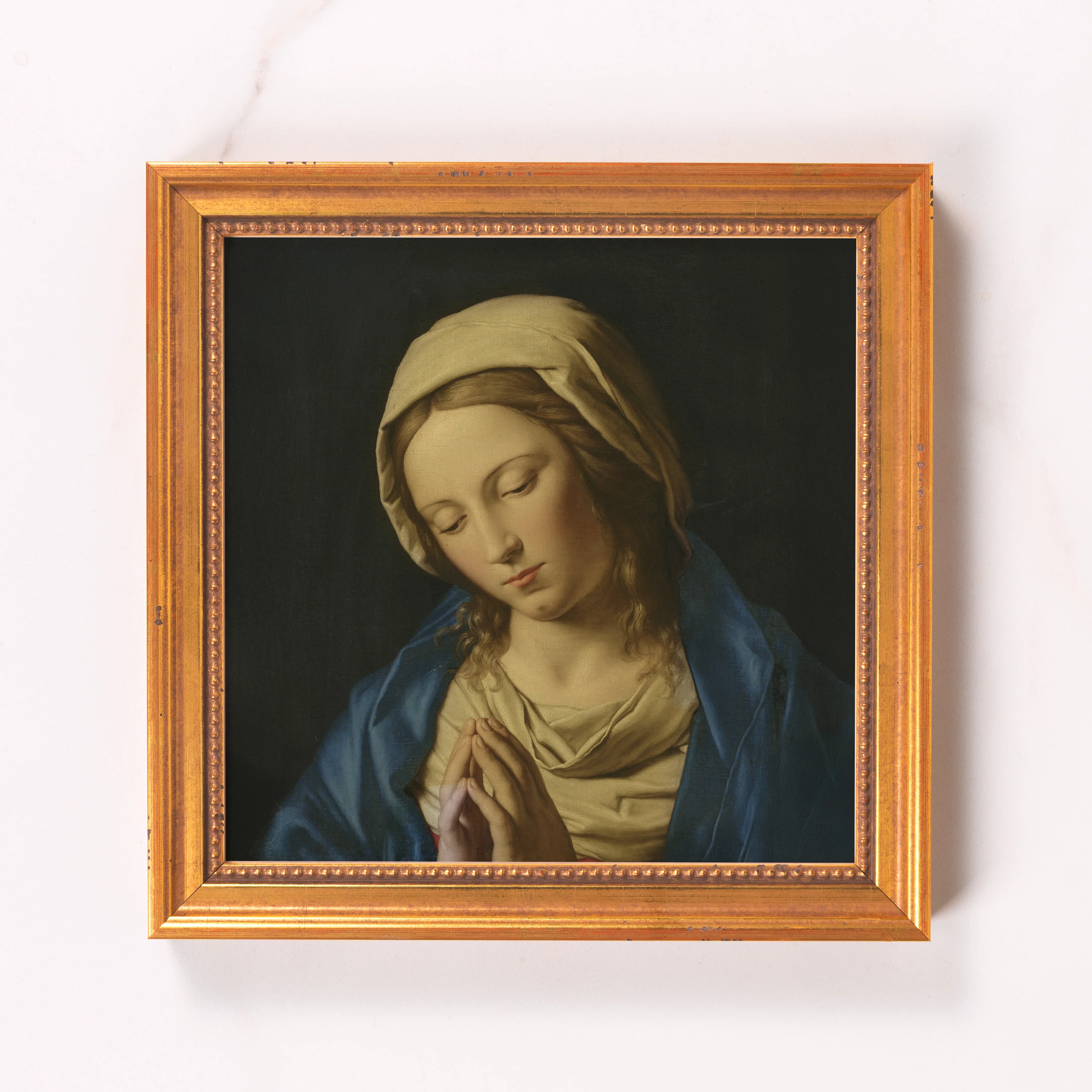 Sassoferrato Madonna in Prayer Framed Canvas - Sacred Mini Collection - Image 6