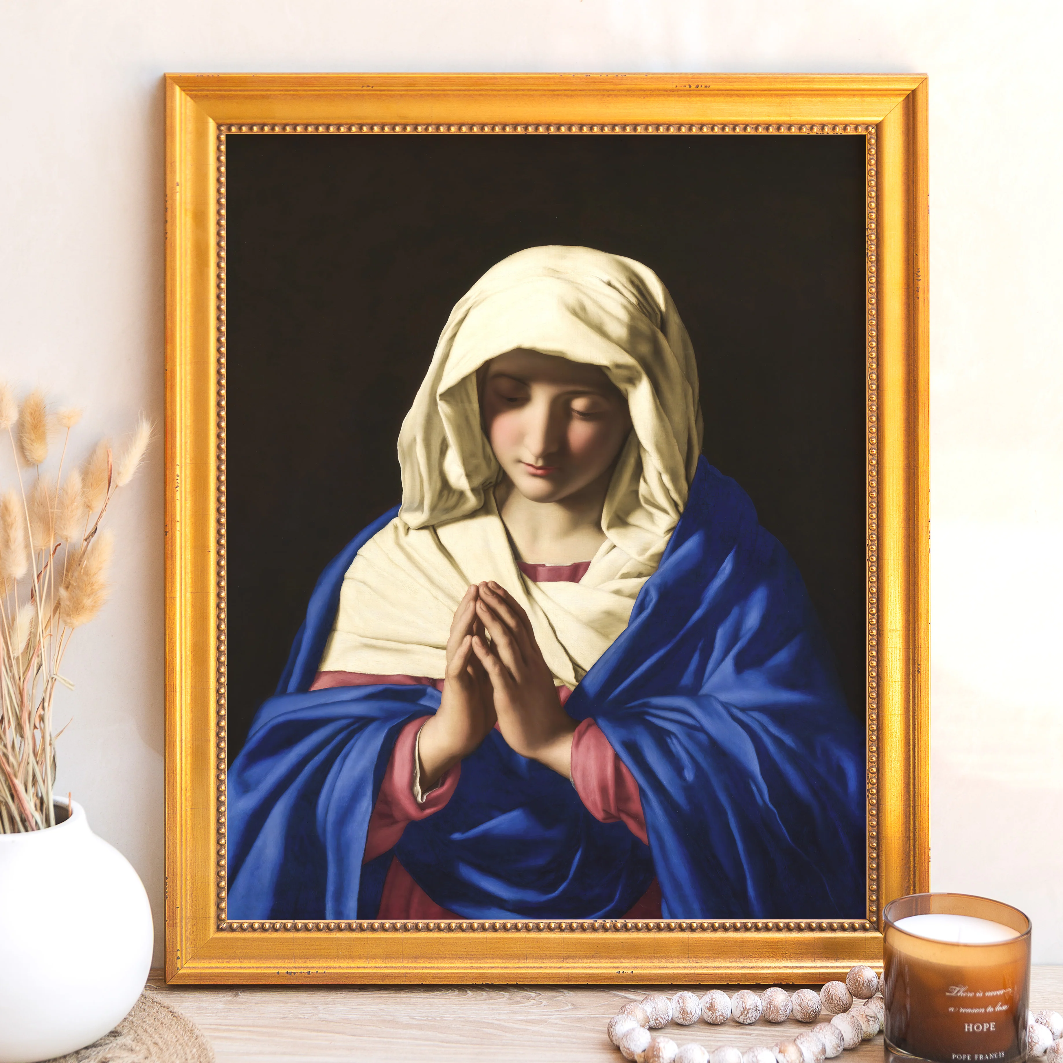 Sassoferrato's Virgin in Prayer Framed Canvas - Sacred Signature Collection - Image 11