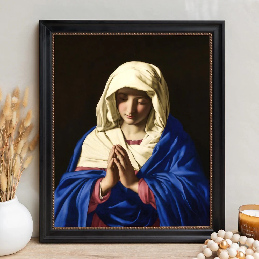 Sassoferrato's Virgin in Prayer Framed Canvas - Sacred Signature Collection - Image 9