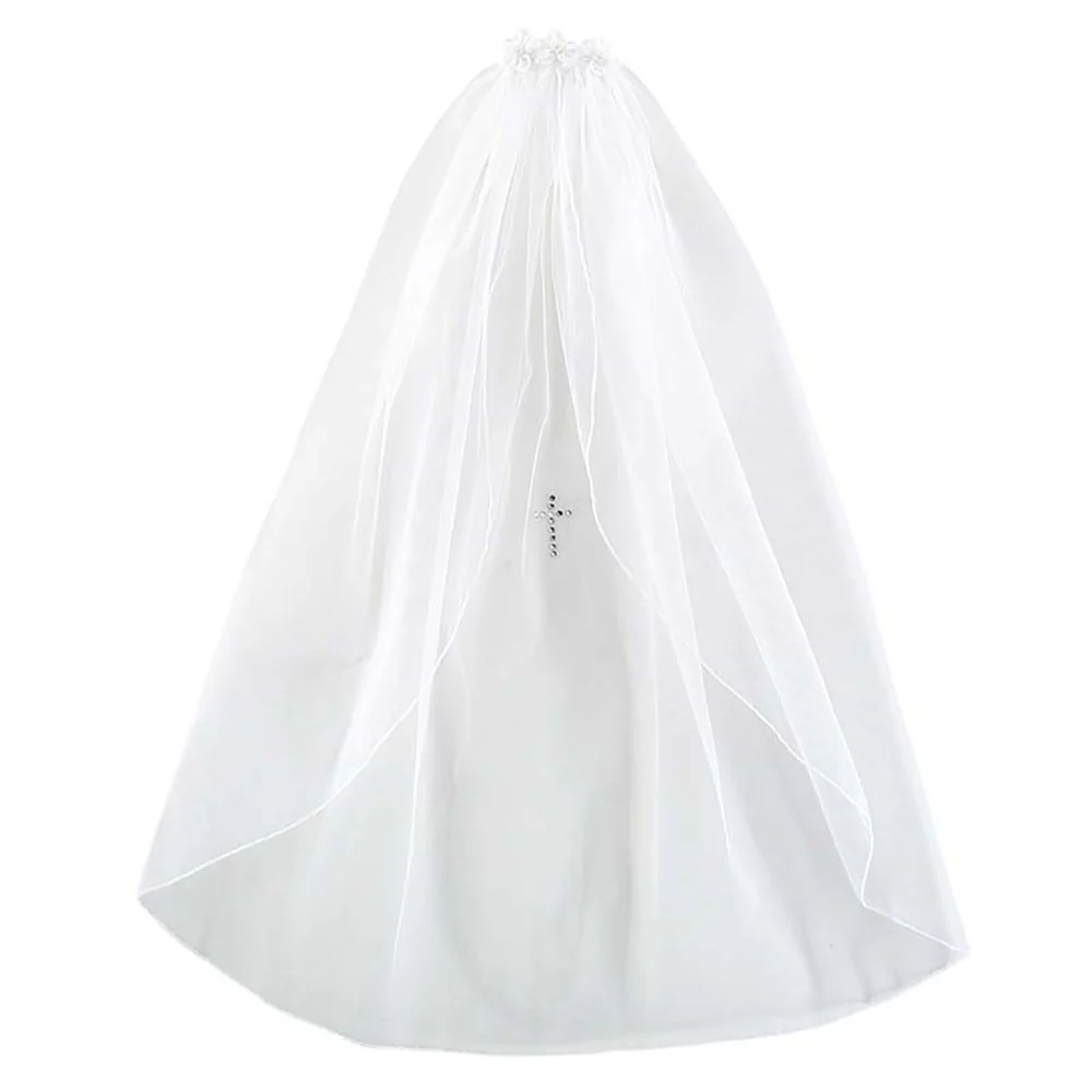 Satin Head Band & Pearl Cross First Communion Veil - Image 3