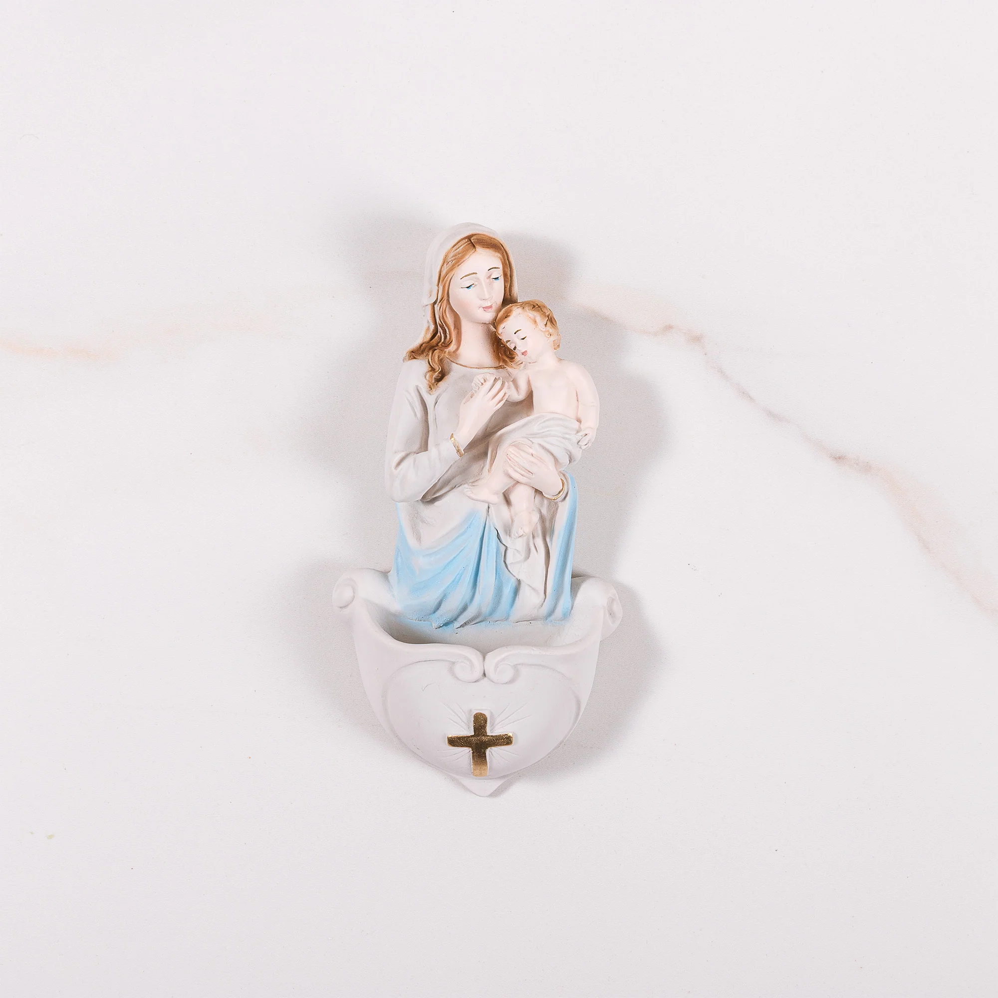 Serenity Madonna & Child Holy Water Font - 7"