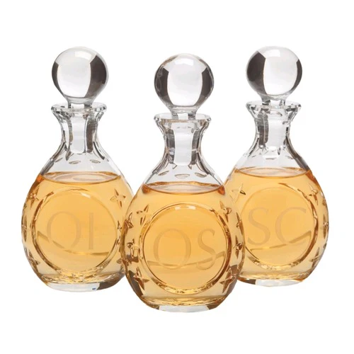Set of 3 Lead Crystal Chrismal Bottles