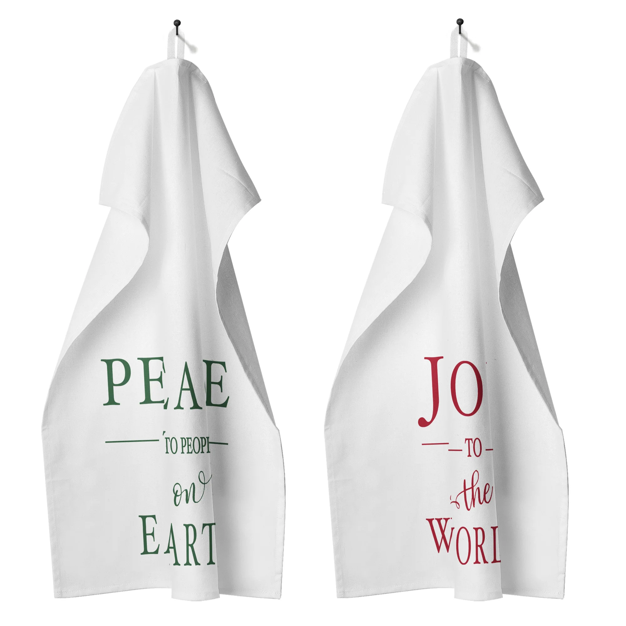 Set of Joy and Peace Christmas Dish Towels - 2 towels - Image 2