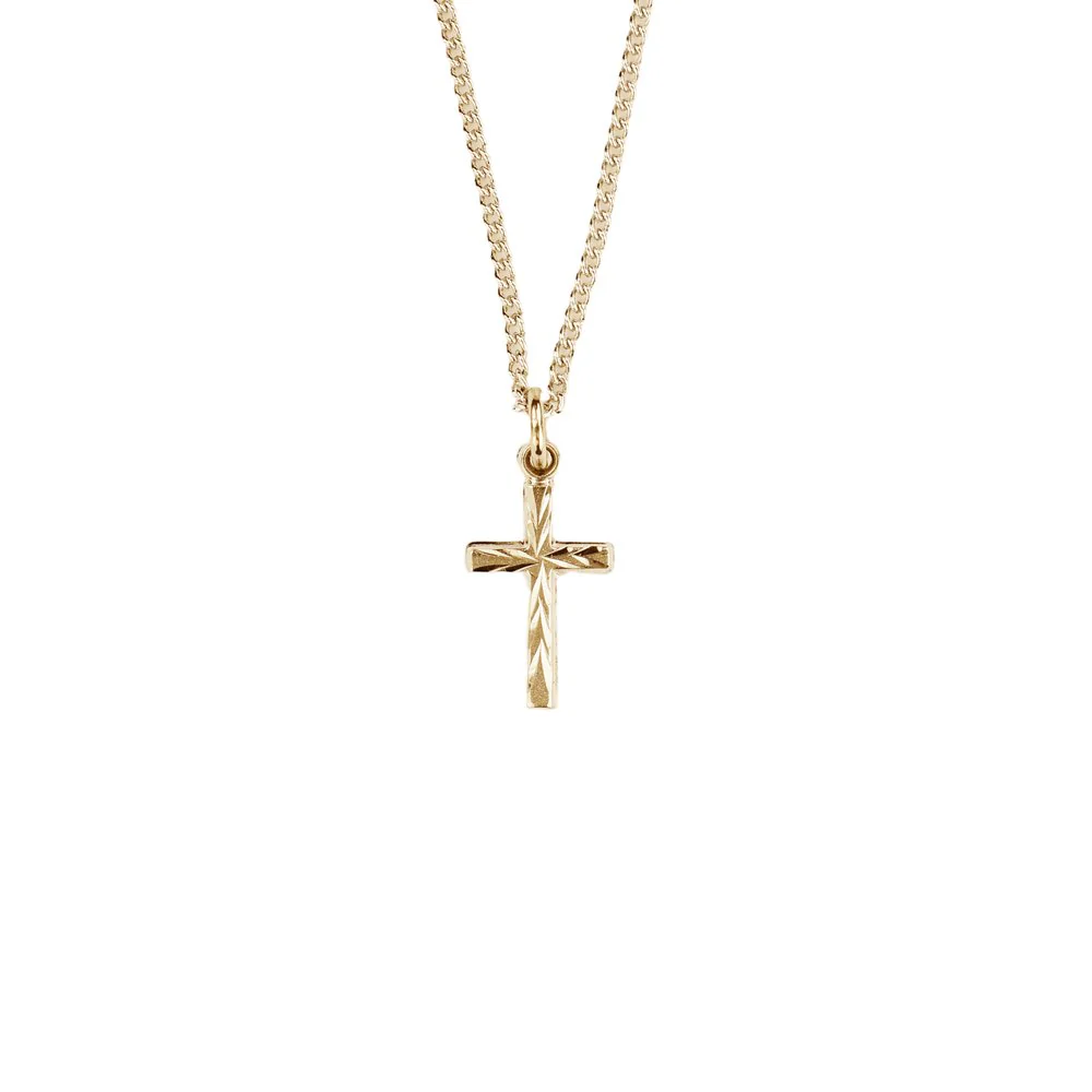 Small Etched Cross Necklace - 18"