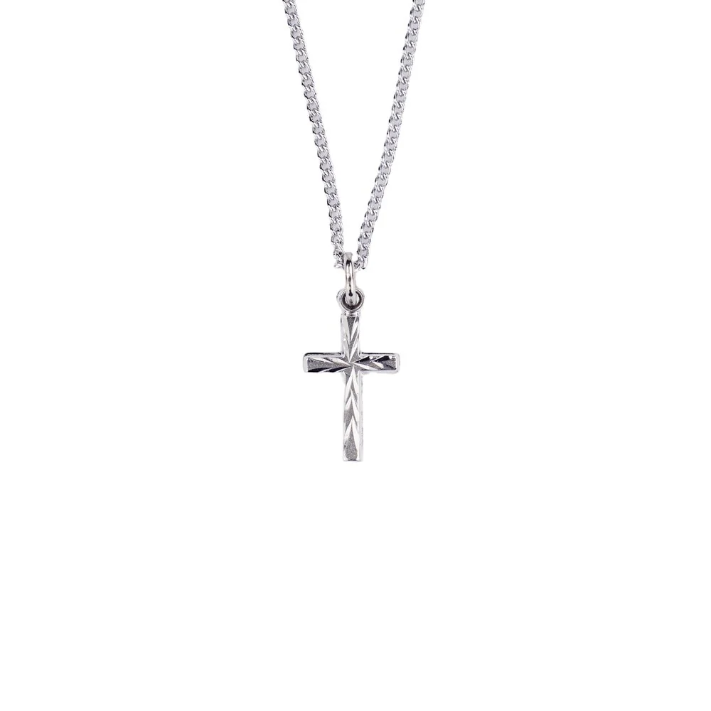 Small Etched Cross Necklace - 18" - Image 2