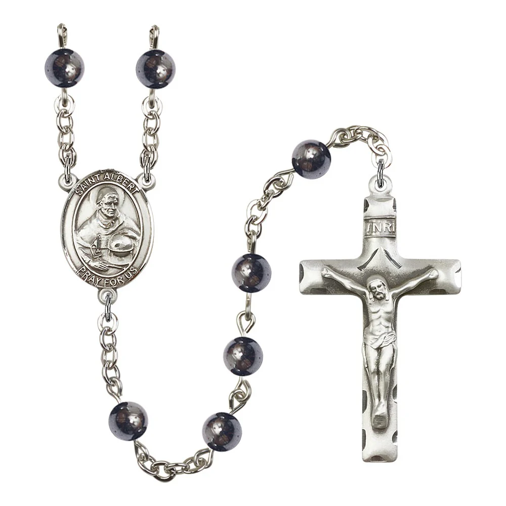 St. Albert The Great 6mm Hematite Rosary