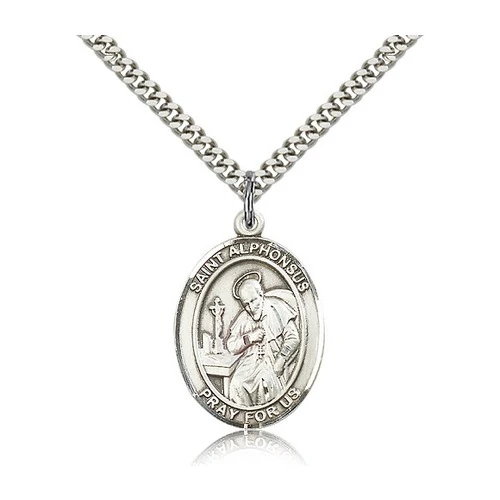 St. Alphonsus Pendant with Chain, Bliss, Sterling Silver