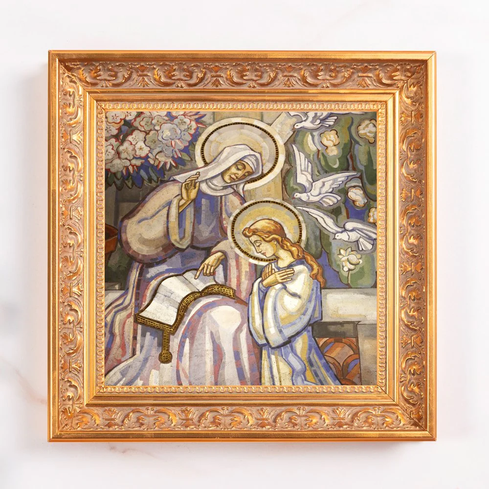 St. Anne Teaching Mary Fresco Framed Canvas - Sacred Mini Collection - Image 4