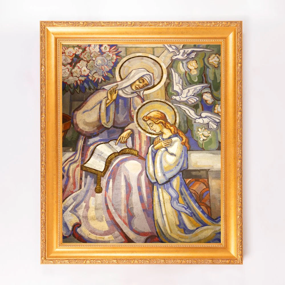St. Anne Teaching Mary Fresco Framed Canvas - Sacred Signature Collection - Image 10
