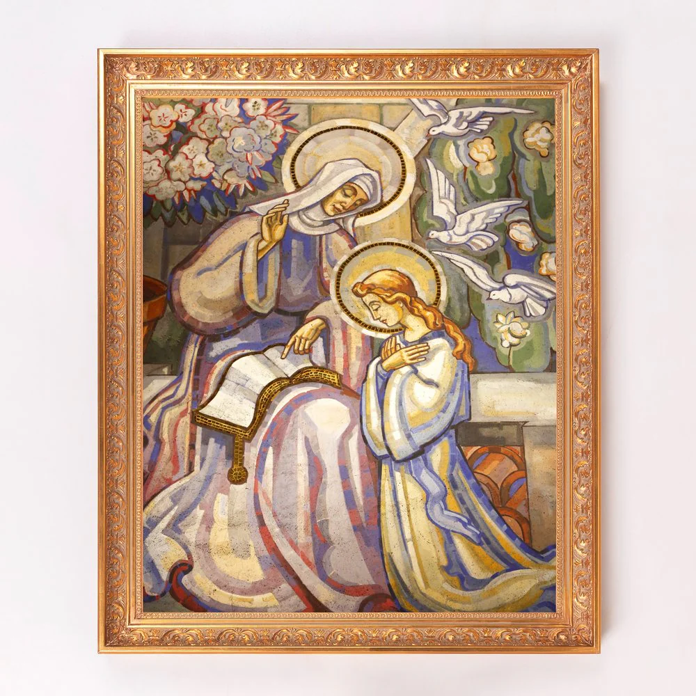 St. Anne Teaching Mary Fresco Framed Canvas - Sacred Signature Collection - Image 4