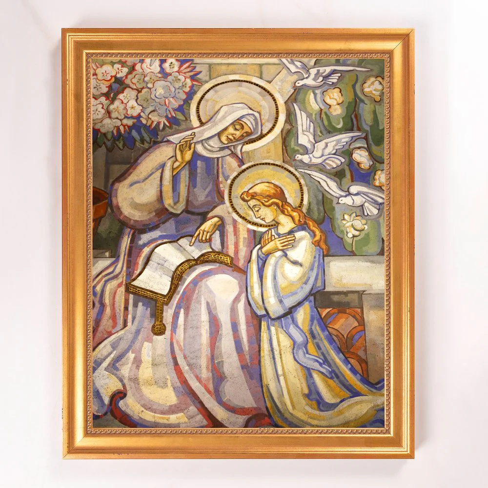 St. Anne Teaching Mary Fresco Framed Canvas - Sacred Signature Collection - Image 7