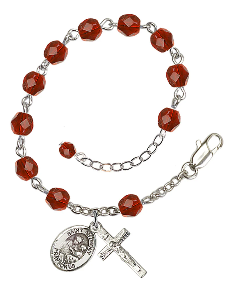 St. Anthony of Padua Crystal Birthstone Rosary Bracelet - Multiple Birthstones - Image 9